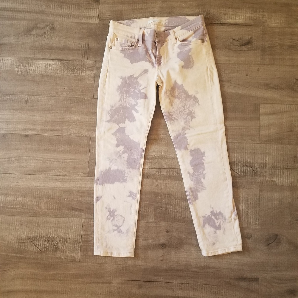 Nwot 7 for all mankind pink printed stretch skinny